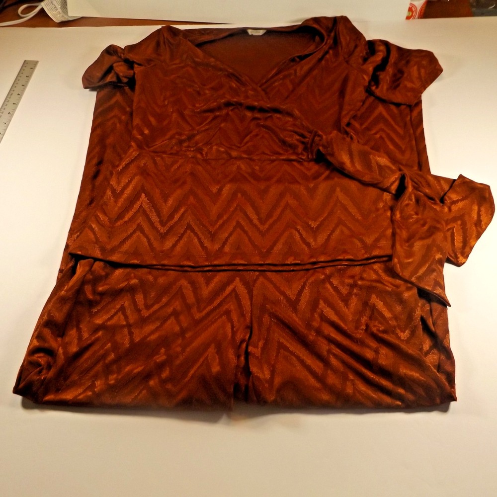 1946 Orange Chevron Pant Suit, Size M